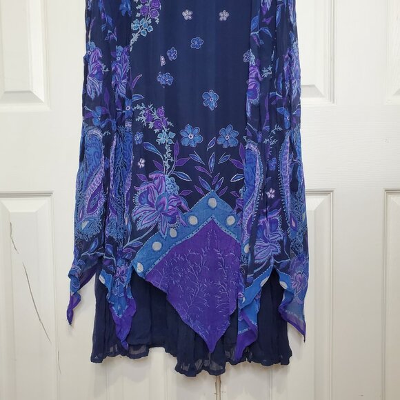 Lola P Floral Maxi Asymmetrical Handkerchief Flowy Dress Size Medium - Picture 8 of 13